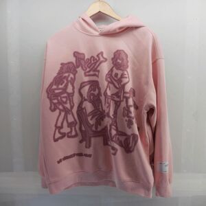 Coolmonar We Vaguely Feel Many Hoodie Size Large Y2K Streetwear HipHop Pink Hood